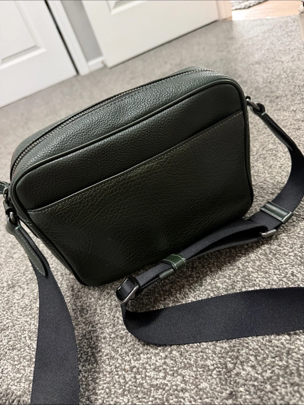 Coach Men’s Dark Green Leather & Suede Messenger Bag